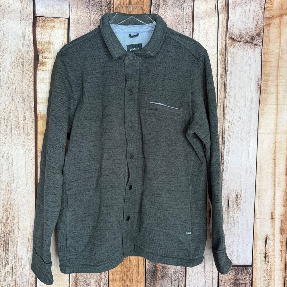 prAna Tri Thermal Threads Overshirt Shacket Gray Outdoor Cabin Core Men's Medium